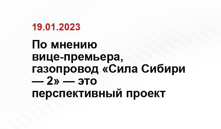По мнению вице-премьера, газопровод «Сила Сибири — 2» — это перспективный проект
